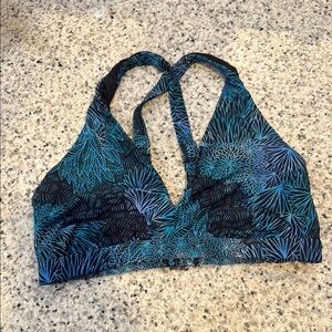 Title Nine Blue and Black Bikini Top